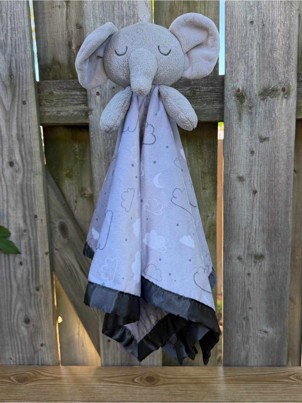 Just Born Baby Security Blanket XL Elephant 25x25 Soft Cuddly Satin Trim Lovey